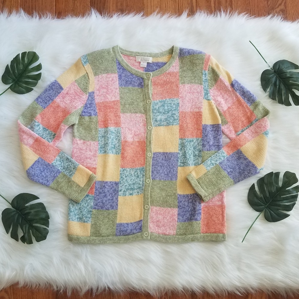 Pastel patchwork sweater by Christopher & Banks